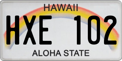 HI license plate HXE102