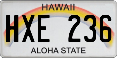 HI license plate HXE236