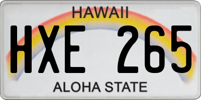 HI license plate HXE265