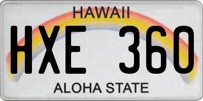 HI license plate HXE360
