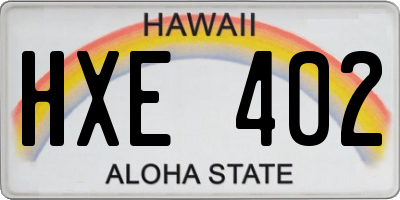 HI license plate HXE402