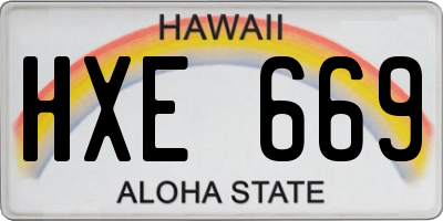 HI license plate HXE669