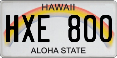 HI license plate HXE800