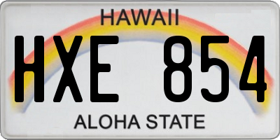 HI license plate HXE854