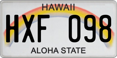 HI license plate HXF098