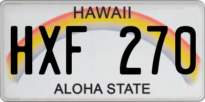 HI license plate HXF270