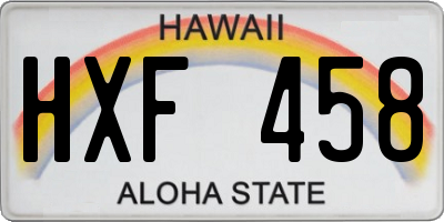 HI license plate HXF458