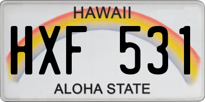 HI license plate HXF531
