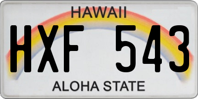 HI license plate HXF543