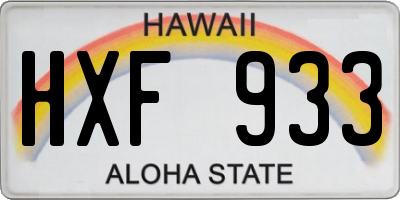 HI license plate HXF933