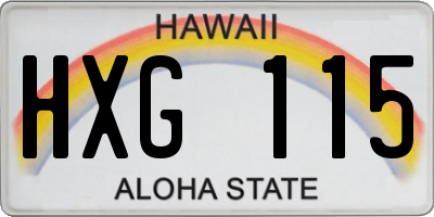 HI license plate HXG115