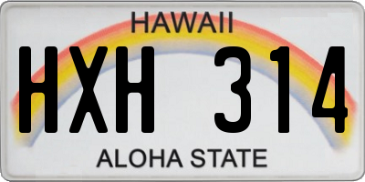 HI license plate HXH314
