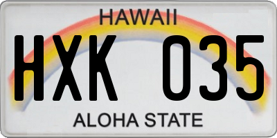 HI license plate HXK035