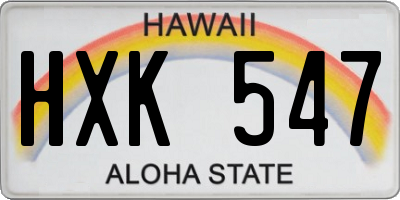 HI license plate HXK547