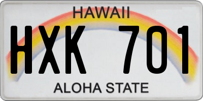 HI license plate HXK701