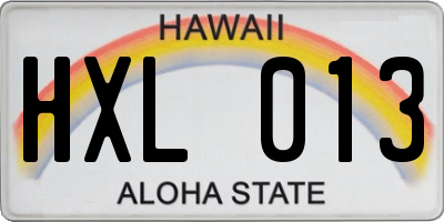 HI license plate HXL013