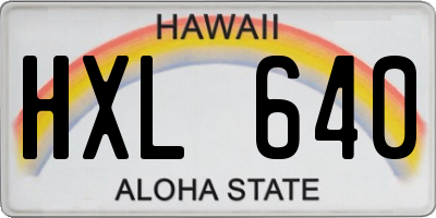 HI license plate HXL640