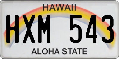 HI license plate HXM543