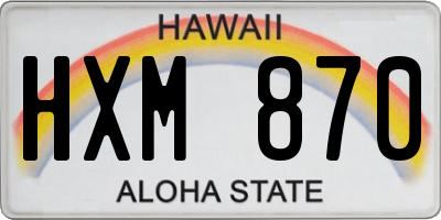 HI license plate HXM870