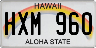 HI license plate HXM960