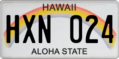 HI license plate HXN024