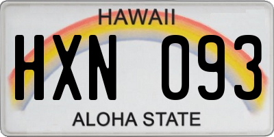 HI license plate HXN093