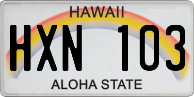 HI license plate HXN103
