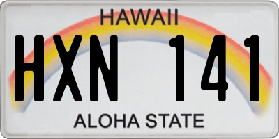 HI license plate HXN141
