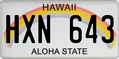 HI license plate HXN643