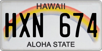 HI license plate HXN674