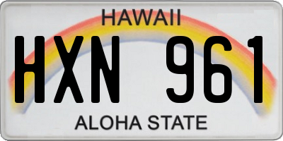 HI license plate HXN961