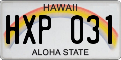 HI license plate HXP031