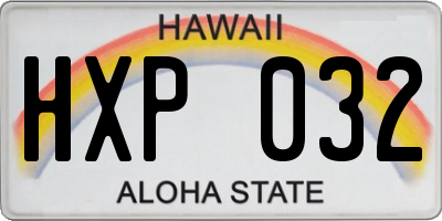 HI license plate HXP032