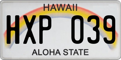 HI license plate HXP039