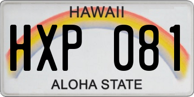 HI license plate HXP081