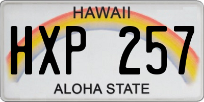 HI license plate HXP257