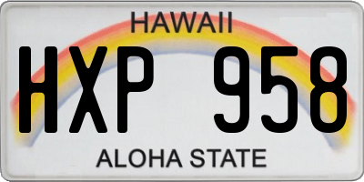HI license plate HXP958