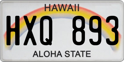 HI license plate HXQ893