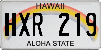 HI license plate HXR219