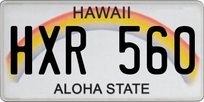 HI license plate HXR560