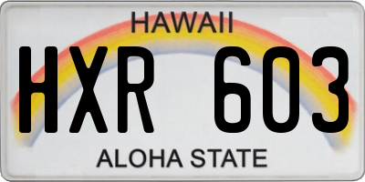 HI license plate HXR603