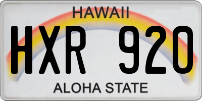 HI license plate HXR920