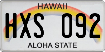 HI license plate HXS092