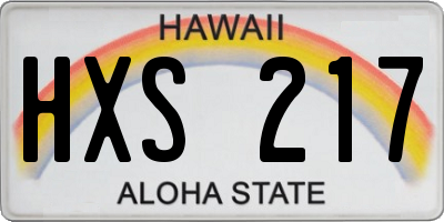 HI license plate HXS217