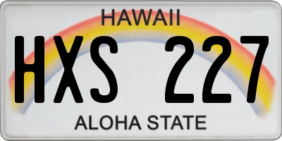 HI license plate HXS227