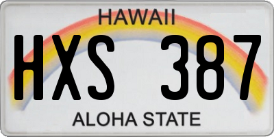 HI license plate HXS387