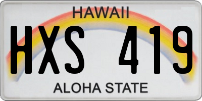HI license plate HXS419