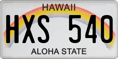 HI license plate HXS540