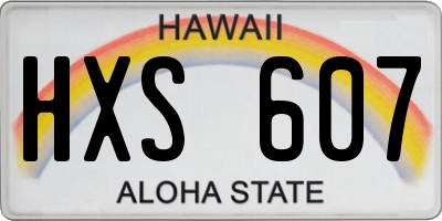 HI license plate HXS607