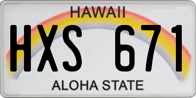 HI license plate HXS671